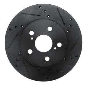 Toyota Corolla Brake Rotor (1) - Front Right - R1 Concepts - Drilled & Slotted - Black - `16-`22